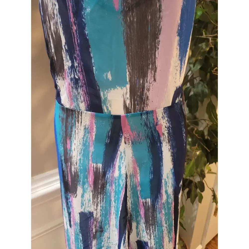 Catherines Sundress Women's 3X Multi Abstract Sweatheart Neck Shark Bite Hem - Picture 4 of 11
